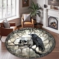 thumbnail image 2 of Round Area Rug, Moon Skull Raven Non-Slip Floor Mat, Soft Washable Carpet for Living Room Bedroom Decor 24 Inch, 2 of 6