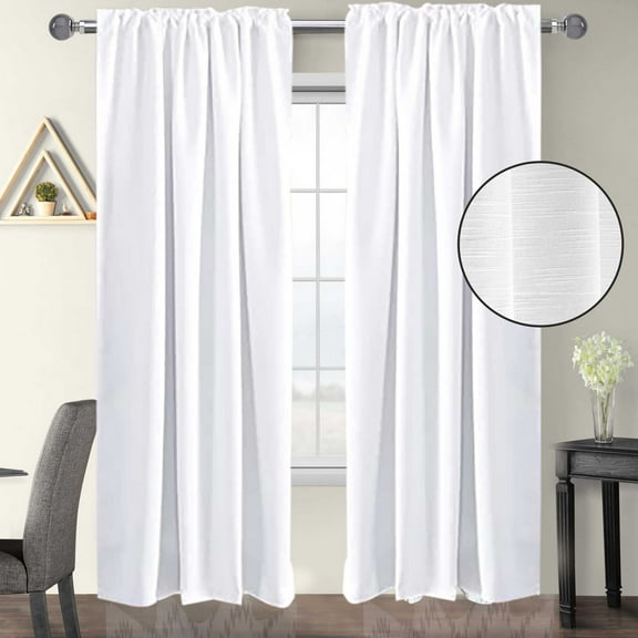 GFI LINEN CLUBS Set of 2, Reverse Tab Top Window Panels, 100% Cotton Slub Duck Curtain for Door ,Bedroom, Living Room and Kitchen, (50X84White)