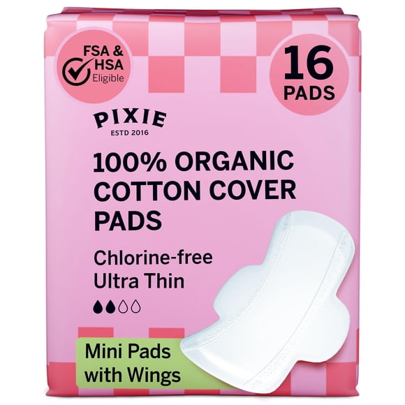 Toallas higiénicas Pixie Cup ultrafinas mini con alas, 16 unidades