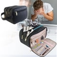 thumbnail image 3 of Multifunctional PU Leather Travel Toiletry Bag Large Capacity Waterproof Makeup, 3 of 8