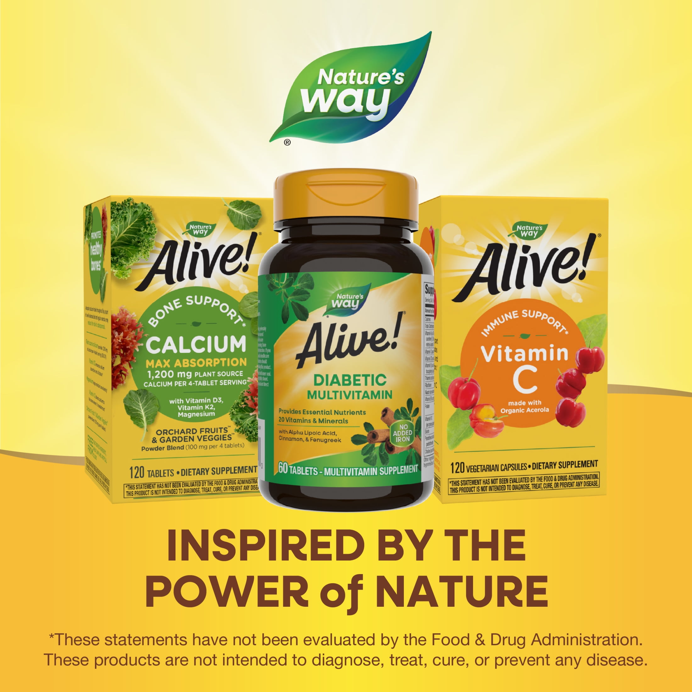 Alive! Diabetic Multivitamin, Nutritional Support for Adults with Diabetes, B-Vitamins, Unisex, 60ct