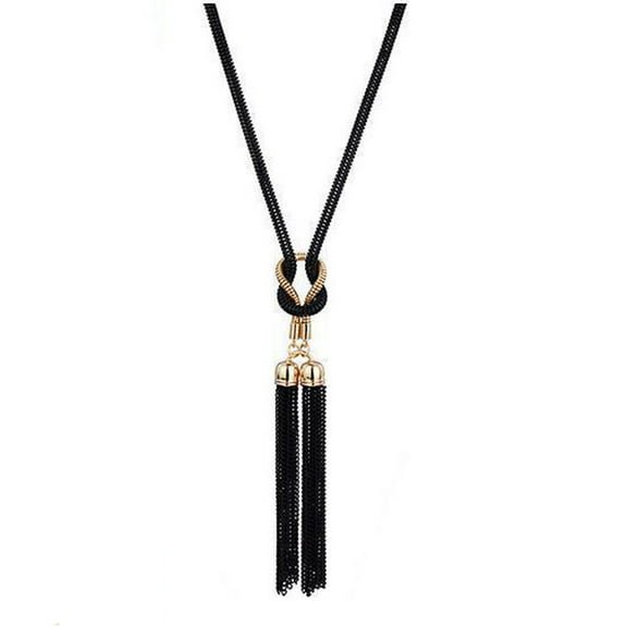 Latrodar Women Necklaces Exquisite All Match Chain Tassel Sweater Long Chain Necklace ,Black up to 50% Off