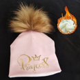 thumbnail image 1 of Gorro con pompón de cubo para bebé, gorro con letras de Príncipe, princesa dorada, a la moda, para recién nacido, 1 of 4