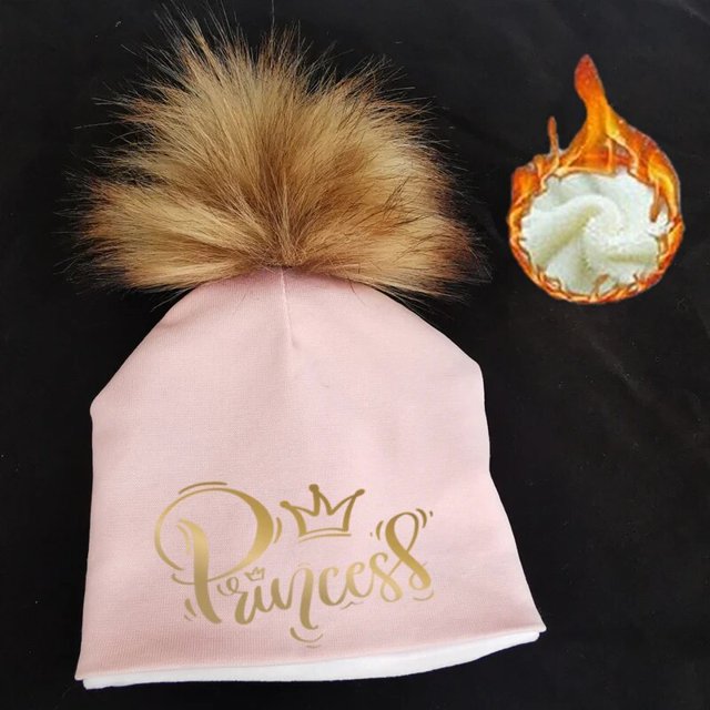Gorro con pompón de cubo para bebé, gorro con letras de Príncipe, princesa dorada, a la moda, para recién nacido