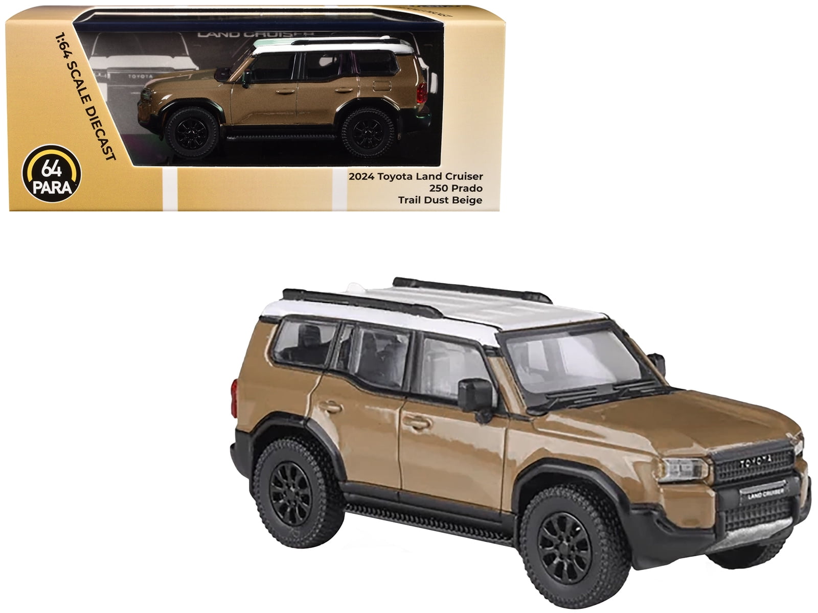 2024 Toyota Land Cruiser 250 Prado Trail Dust Beige with White Top 1/64 Diecast Model Car by Paragon