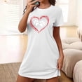 thumbnail image 2 of Chemise de Nuit Grande Taille pour Femmes, Col Rond à Manches Courtes avec Imprimé sur la Poitrine, Robe de Pyjama Décontractée Douce pour Dormir, Se Détendre à la Maison, 2 of 5