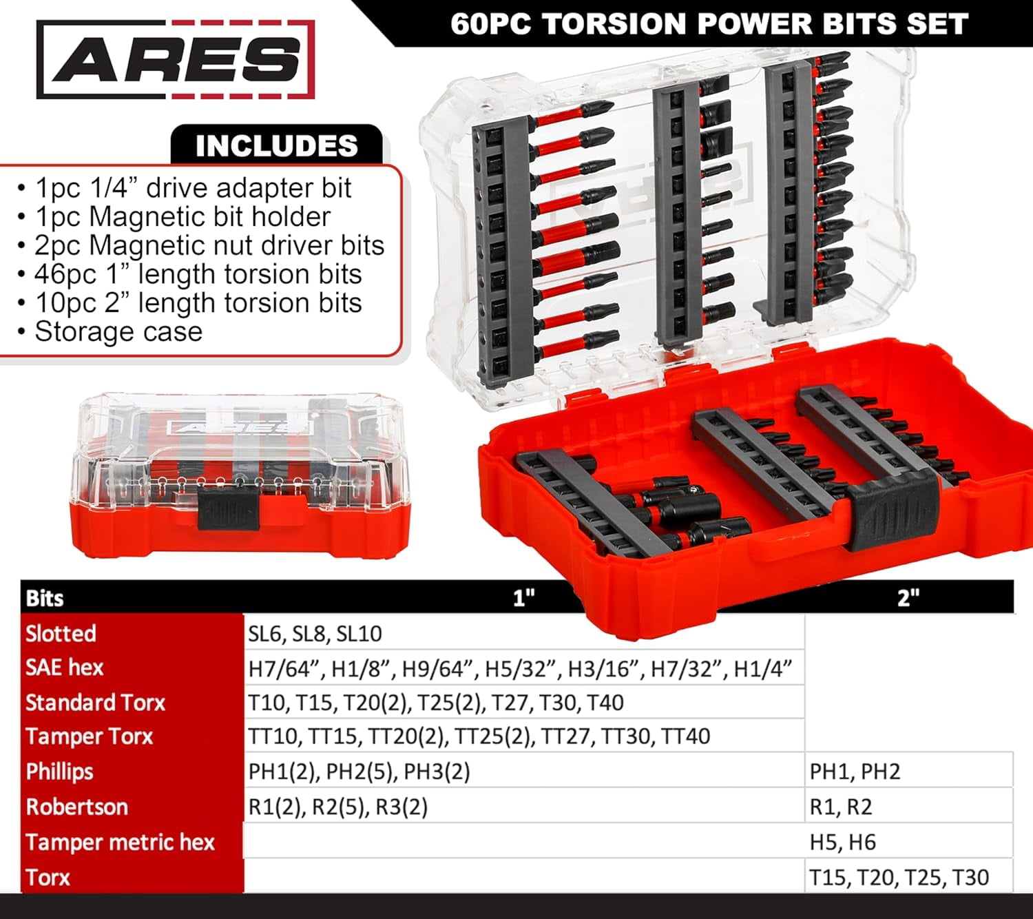 MKEUDQ-70013-8-Piece S2 Steel Impact Driver Bit Set - Includes Phillips 1,2,3,4 and Slotted 1/4-Inch, 5/16-Inch, 3/8-Inch and 1/2-Inch Bits - High Alloy S2 Steel Construction