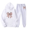 thumbnail image 4 of HOWPAY Sweatsuits Women 2 Piece Outfit Long Sleeve Bow Printed Valentines Hooded Pullovers Tops and Jogger Sweatpants Sets Lightweight Soft Lounge Sets White M, 4 of 4