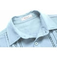 thumbnail image 4 of Arshiner Boys Cuban Guayabera Shirt Cotton Linen Button Down Shirt Light Blue 9-10 Years, 4 of 9