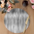 thumbnail image 3 of Grey Round 15 Inch Placemats Set of 6, Modern Abstract Art Ombre Striped HeatResistant Non Slip Place Mats for Dining Table, Wipeable Braided Kitchen Table Mats for Housewarming, 3 of 9