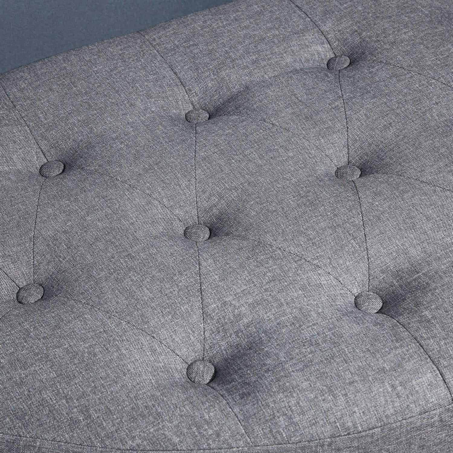 Demi Bonn 47" Home Storage Ottoman with Lift Lid, Upholstered Button Tufted Bench & Wood Legs for Living Room & Entryway, Gray