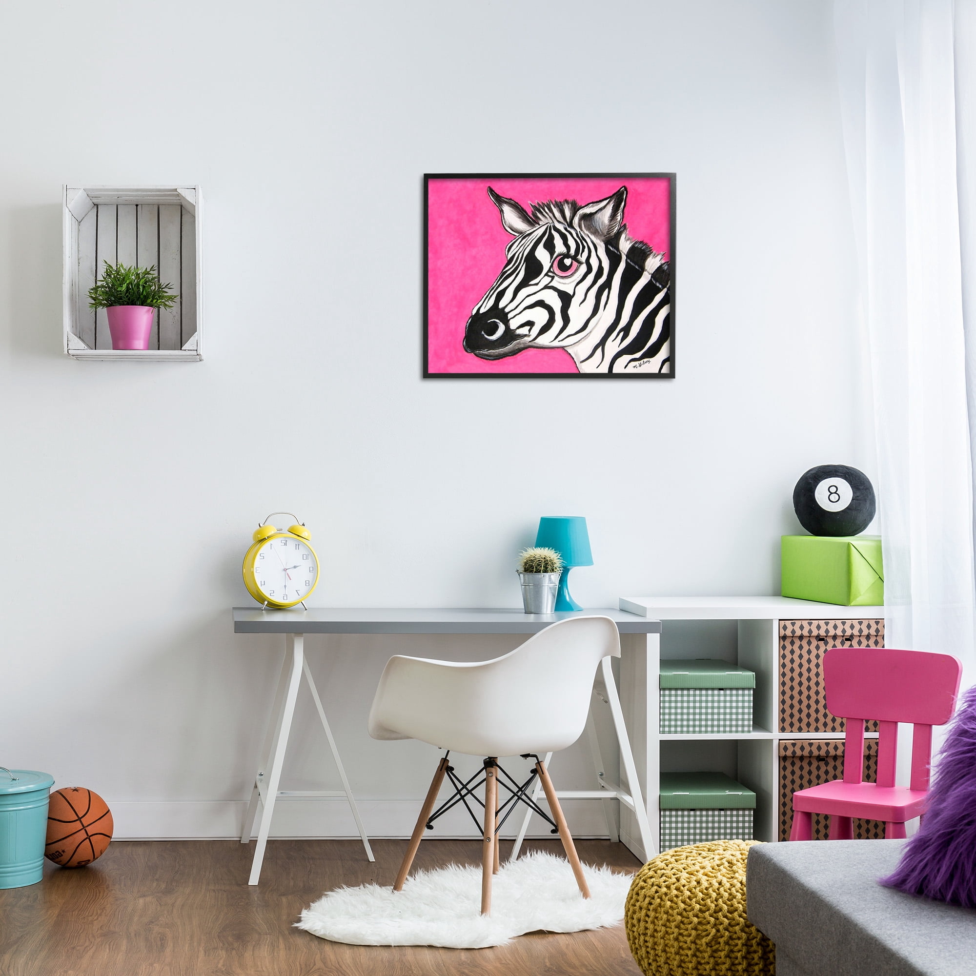 Stupell Industries Zebra with Heart Eyes Animals & Insects Painting Black Framed Art Print Wall Art, 30 x 24