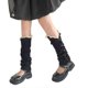 thumbnail image 1 of 1 Pair Winter Leg Warmers Women Japanese Knitted Button Down Long Socks Lace Trim Lolita Student Stretchy Stockings, 1 of 4