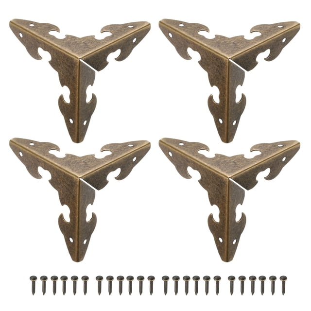 Uxcell 30 x 30 x 30mm Metal Box Corner Protectors Edge Guard Bronze Tone 20pcs