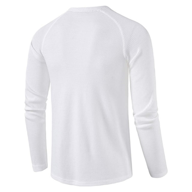 Fankiway Men'S Loose Long-Sleeved T-Shirt Round Neck Solid Color Bottoming Shirt