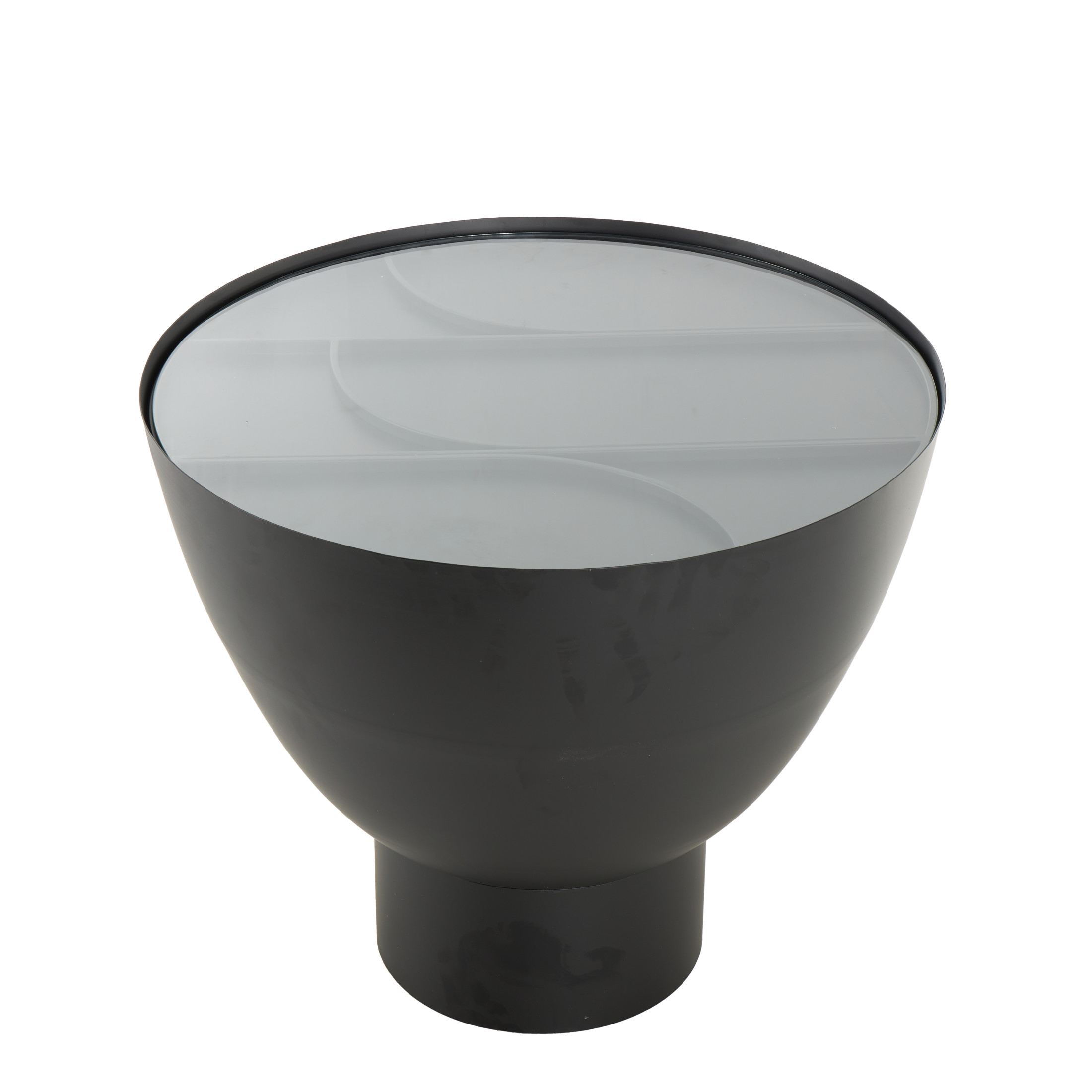 DecMode 22" x 19" Black Metal Geometric Accent Table with Glass Tabletop and Elevated Base, 1-Piece