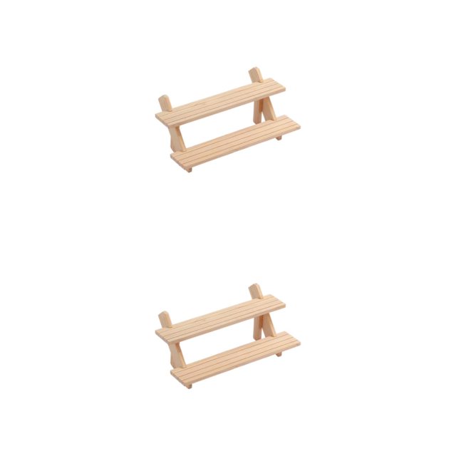 mmirethe Non-deformable Storage Rack Wide Application 2 Layers For Earrings Wood Made Jewelry Display Stand Jewelry Display Rack 2 Layers 2Set