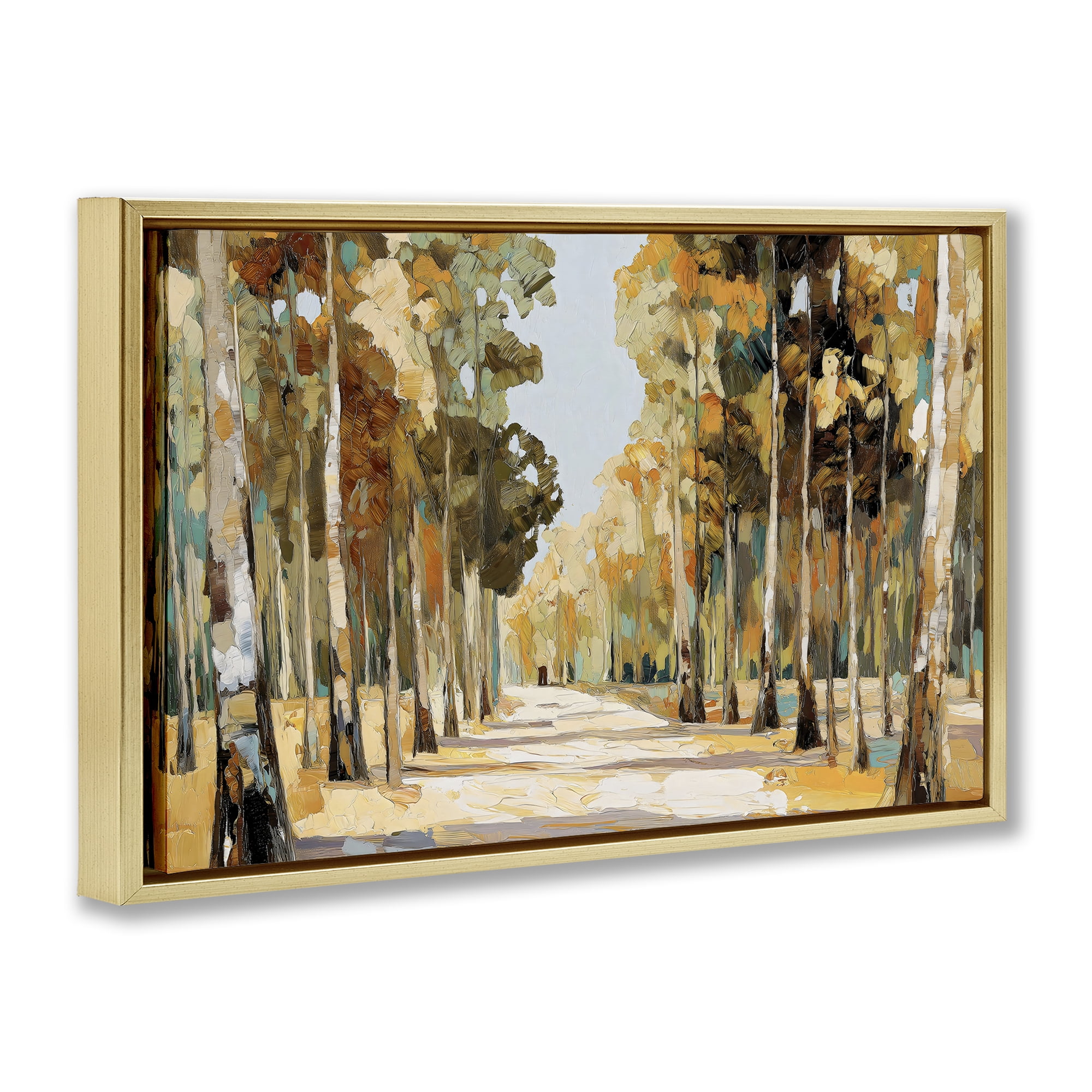Stupell Industries Modern Impressionist Fall Forest Gold Framed Floater Canvas Wall Art, design by Gina Kelly