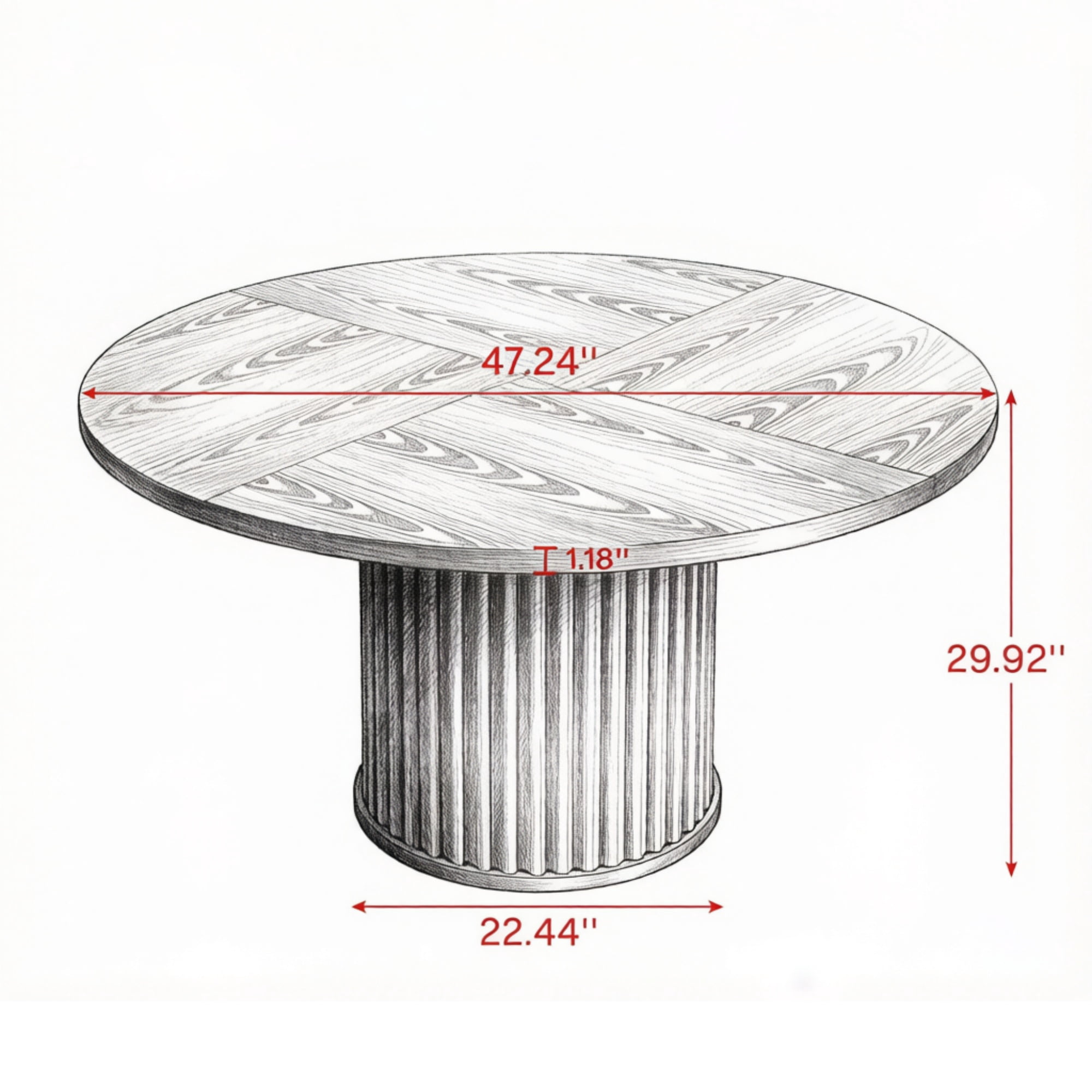 Round Dining Table, Seats 6