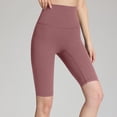 thumbnail image 2 of Biker Shorts Women Tummy Control Workout Shorts Women Fashion Solid Color High Waist Yoga Half Short Pants, 2 of 6
