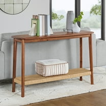 Alaterre Furniture Calais 48 in. Acacia Wood Console Table with Shelf, Modern Sofa Table, Warm Chestnut