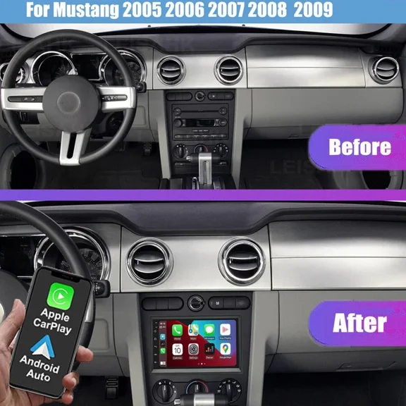 7in Android 13 Car Stereo Compatible for Ford Mustang 2005-2009, 2 64GB, Wireless CarPlay & Android Auto, GPS Navigation, AHD Backup Camera, Bluetooth/WiFi/FM RDS, SWC Support