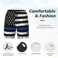 thumbnail image 3 of Fotbe Thin Blue Line Flag Traje de Baño para Hombre – Shorts de Natación de Secado Rápido con Forro y Bolsillos-3X-Large, 3 of 6