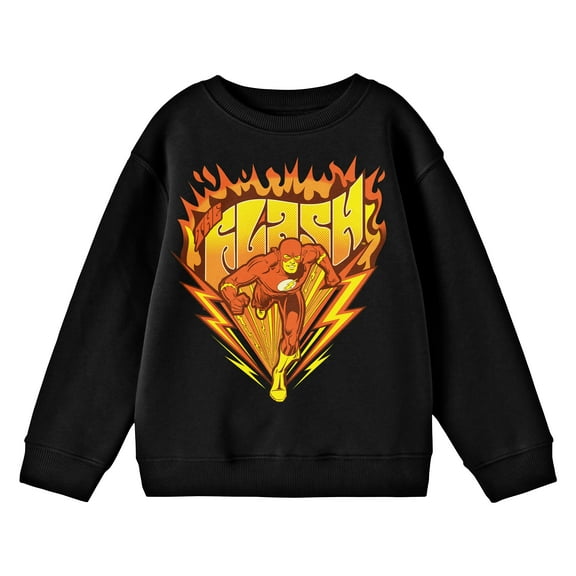 Flash Lightning and Flame Dash Boy's Black long Sleeve Shirt-Large