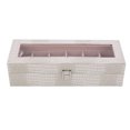 thumbnail image 1 of Caja de reloj de cuero PU con 6 ranuras, vitrina organizadora, almacenamiento de joyas (blanco), 1 of 8