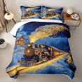 thumbnail image 2 of Castle Fairy Magical Train Twin Quilt Set,Winter Light Print Twin Coverlet Set for Bedroom,Black Gold, 2 of 7