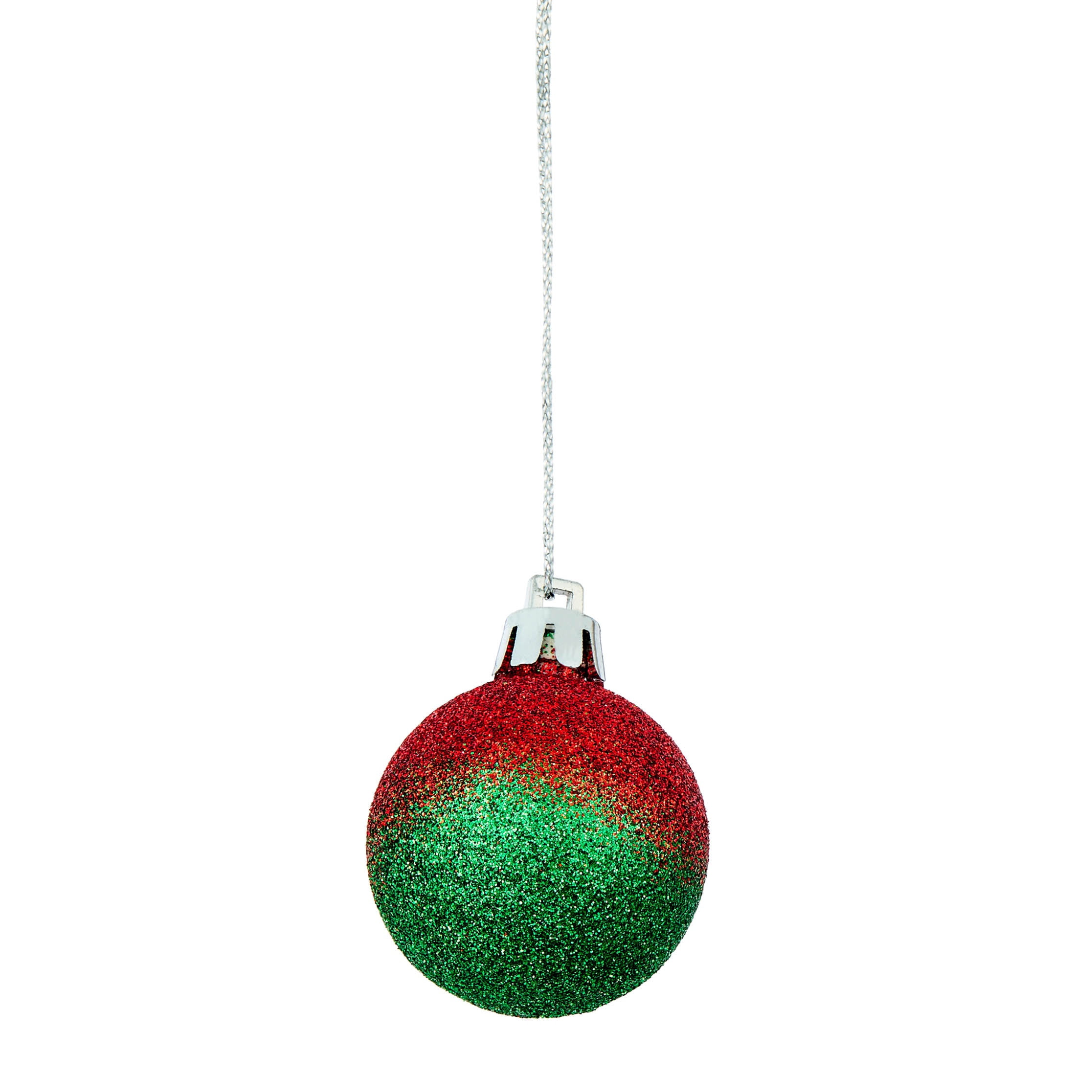 4-Count Red and Green Glitter Mini Christmas Ornaments, 2", by Holiday Time