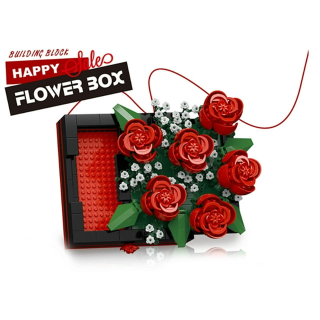 6 INCH Red Rose Flower Building Set, Artificial Flowers Botanical Collection, Flower Building Blocks Brick Toys for Adult Girls, Photo Frame Building Block Valentines Day Decor Gifts for Her