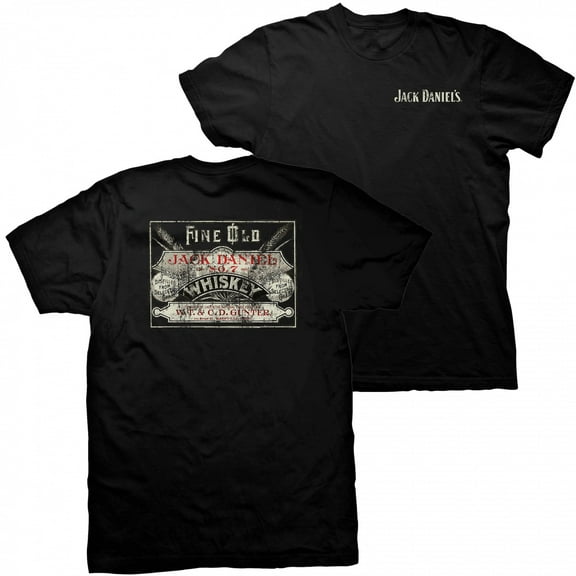 Jack Daniels 847917-medium No.7 Fine Old Whiskey Worn Logo Mens T-Shirt, Black - Medium