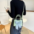 thumbnail image 6 of Women's bow handbag new fashion simple shoulder slung artificial leather handbag. - green, 6 of 6