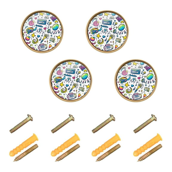 Yayeee 8 Pack Cabinet Knobs with Screws Round Zinc Drawer Pulls for Kitchen, Blue Doodle Pattern