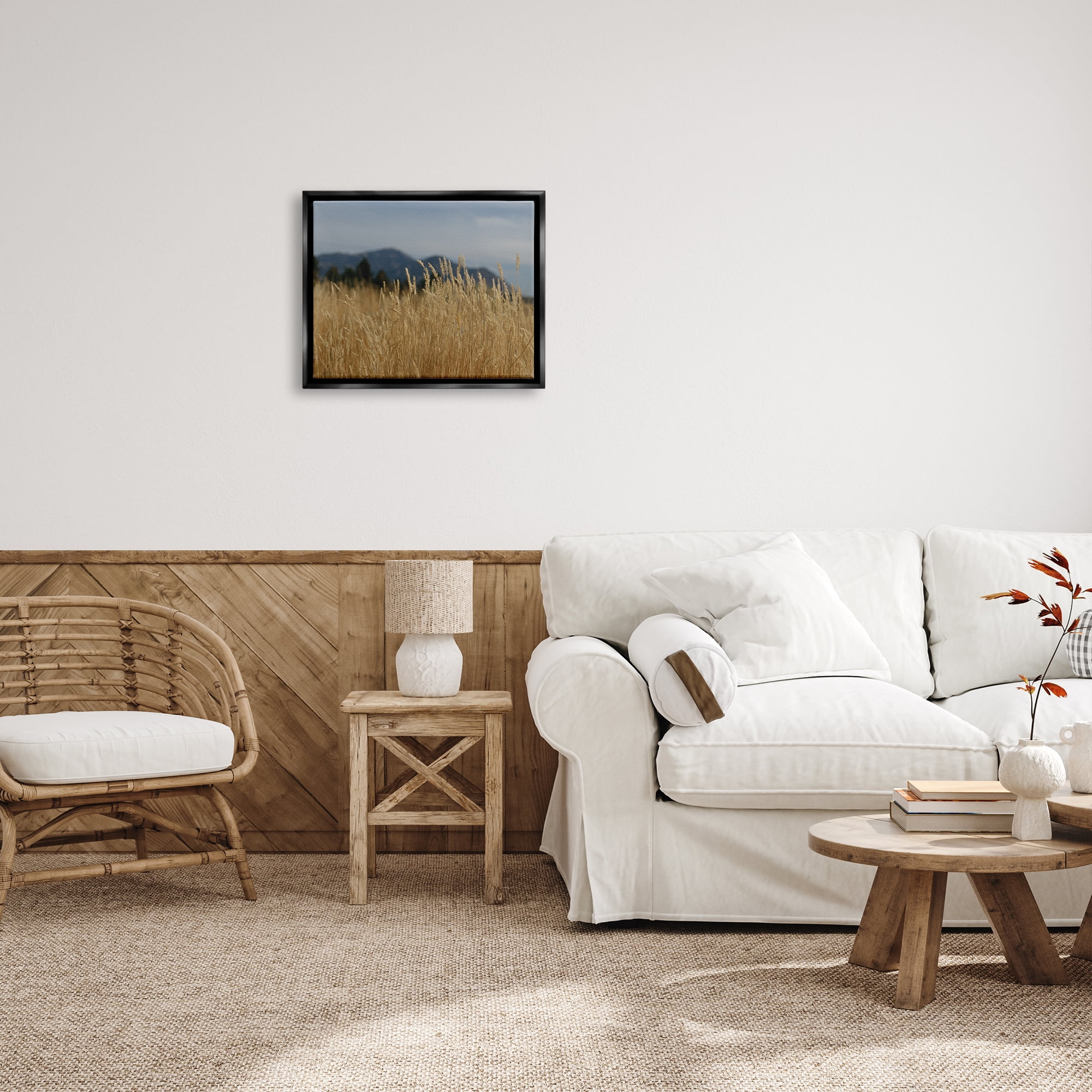 Stupell Industries Wheat Field Landscape Nature Photography Black Floater Framed Art Print Wall Art, 21 x 17
