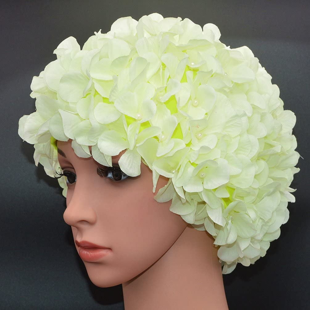 Blue Reef Isla Floral Bonnet de bain classique rétro 3D pétales de fleur 3 couleurs élégant vintage bonnet de bain taille unique adulte (blanc/rose pastel