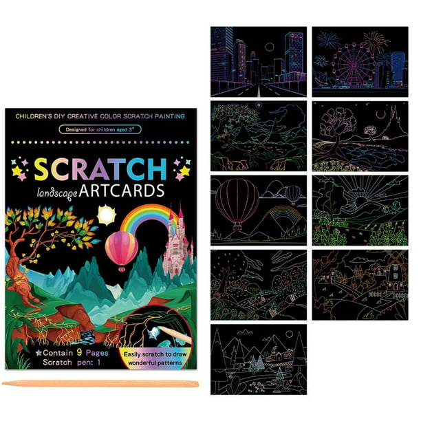 Scratch Paper Art, Colorful Drawing Art Book With 1 Scratch Pen For Birthday Christmas Party Games Kits