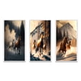 thumbnail image 2 of Designart "Wild Horses Galloping in a Winter Scene V" Animals Horse Framed Wall Art Set Of 3 - Brown Horse Frame Canvas Set For Living Room Decor, 2 of 6