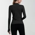 thumbnail image 5 of TKLPEHG Womens Long Sleeve Workout Tops Quarter Zip Pullover Casual Comfy Crop Athletic Slim Yoga Shirts (Black,L), 5 of 7