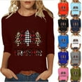 thumbnail image 6 of YanHoo Christmas 3/4 Sleeve Christmas Shirt Women's Casual 3/4 Sleeve T-Shirts Round Neck Cute Christmas Tunic Tops Basic Tees Blouses Loose Fit Pullover Fall Walmart Clearance Sales Christmas Gifts, 6 of 6