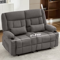 Sesslife Recliner Loveseat, Double Manual Recliner Chair with 2 Cup Holders and Side Pockets, Modern Loveseat Recliner Couch Reclining Loveseat for Living Room, 600lbs Weight Capacity, Gray