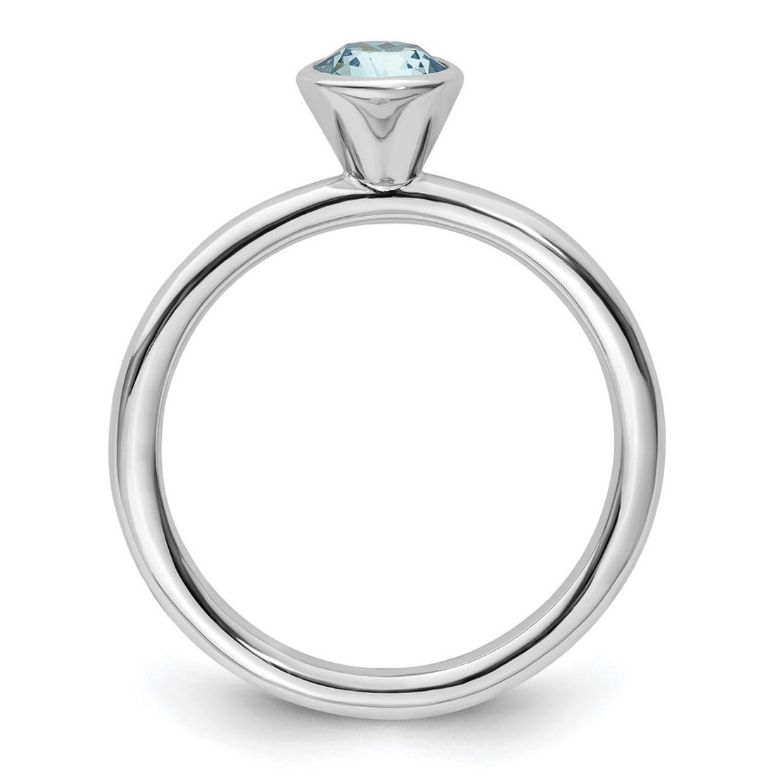 925 Sterling Silver Bezel Polished Stackable High 5mm March Crystal Ring Size 10 Stackable Ring for Women
