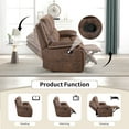 thumbnail image 4 of Bonzy Home Manual Recliner 3-Seat Sofa — 3-Seater Reclining Couch with Hidden Cup Holders & Vintage Rivet Mid-Century Design, Brown, 4 of 6