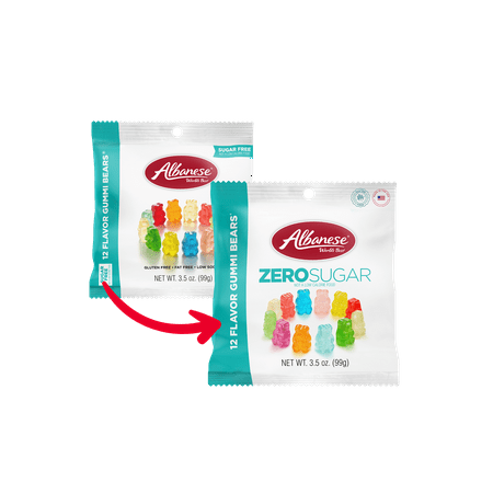 Albanese 12 Flavor Zero Sugar Gummi Bears, 3.5 oz, Regular Size