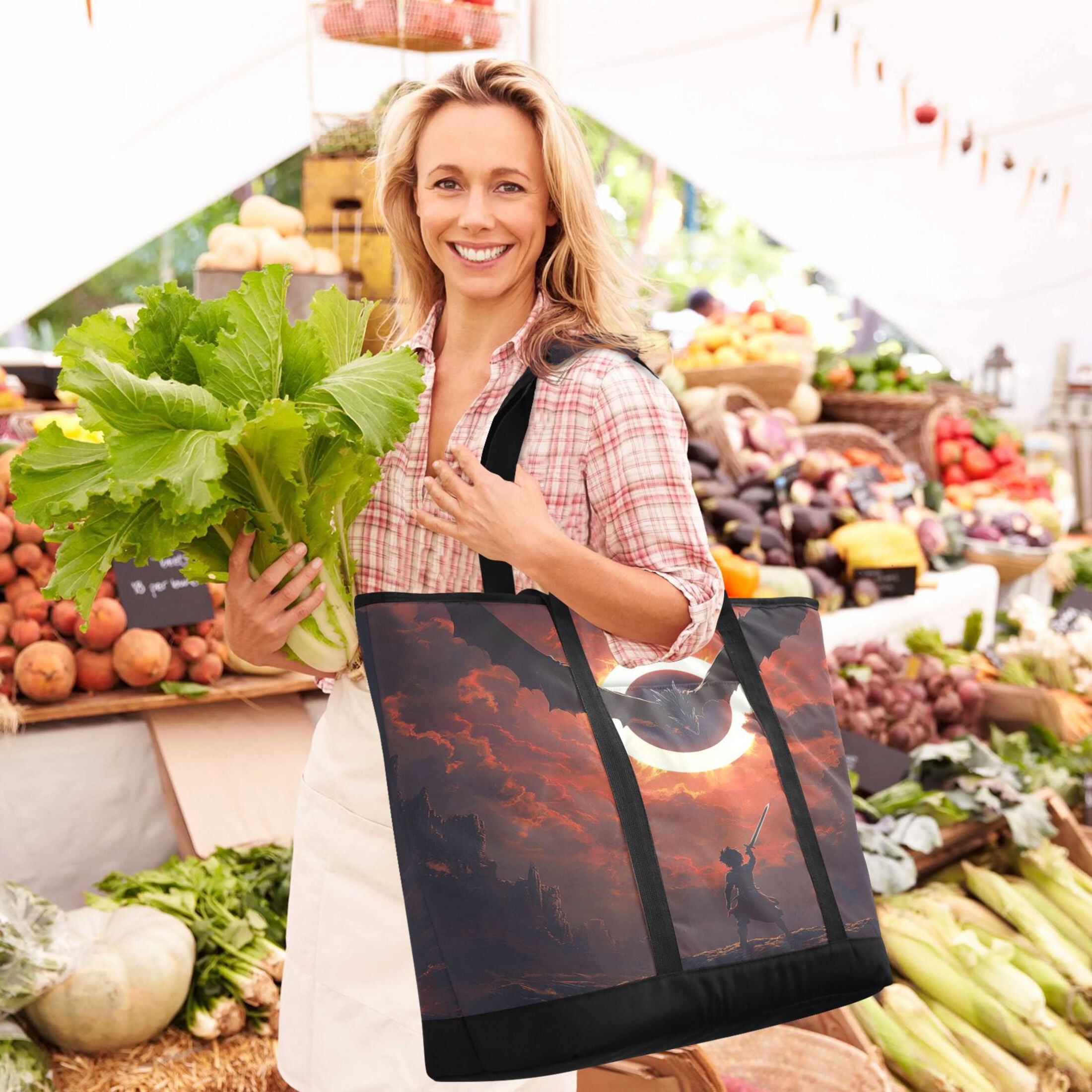 Large Hand-held Ice Pack Picnic Bag Insulation and Refrigeration Suitable for Shopping Picnics and Camping Fierce Dragon