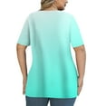 thumbnail image 4 of Royisotas Mint Green Plus Size Tops for Women Casual Short Sleeve Summer Shirts for Women Plus Size V-Neck Gradient Color Women's T-Shirts, 4 of 6