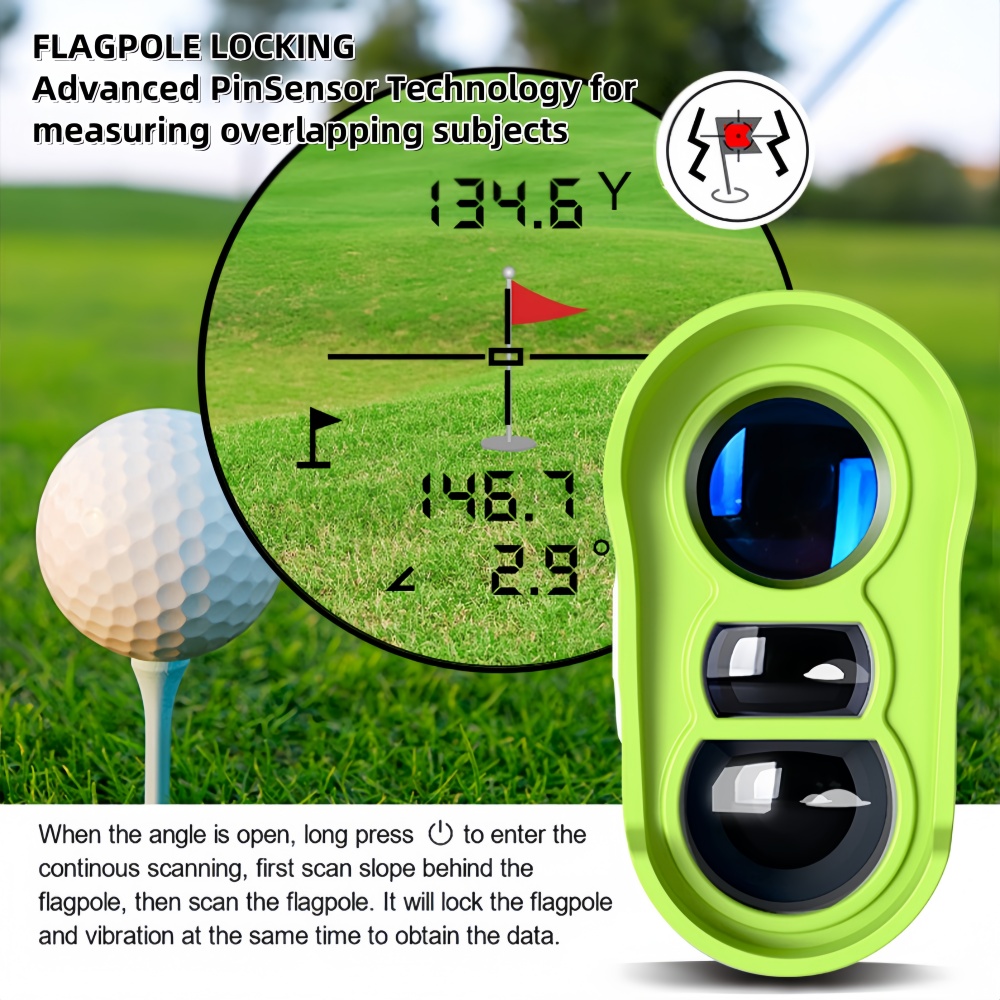 Golf Rangefinder with Magnet, Slope Switch for Tournament Legal, Flagpole Lock and Vibration, 1000 Yards Rechargeable Range Finder for Golfing
