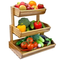 Acacia Wood Fruit Basket - 3-Tier Fruit Bowl for Kitchen Counter, Extra Large 16x12.5x18 in, Fruteros Para Cocina, Fruit and Vegetable Storage (3 Tier)