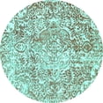 thumbnail image 1 of Ahgly Company Machine Washable Indoor Round Abstract Turquoise Blue Modern Area Rugs, 6' Round, 1 of 4